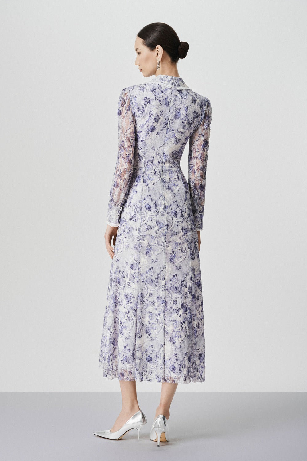 Women's Joelle Sheath Peter Pan Collar Lace Maxi Dress XS/S/M/L/Customize Blue Mixed Lace MEAN BLVD Customize / Blue / Mixed Lace Women's Joelle Sheath Peter Pan Collar Lace Maxi Dress XS/S/M/L/Customize Blue Mixed Lace MEAN BLVD Customize / Blue / Mixed Lace