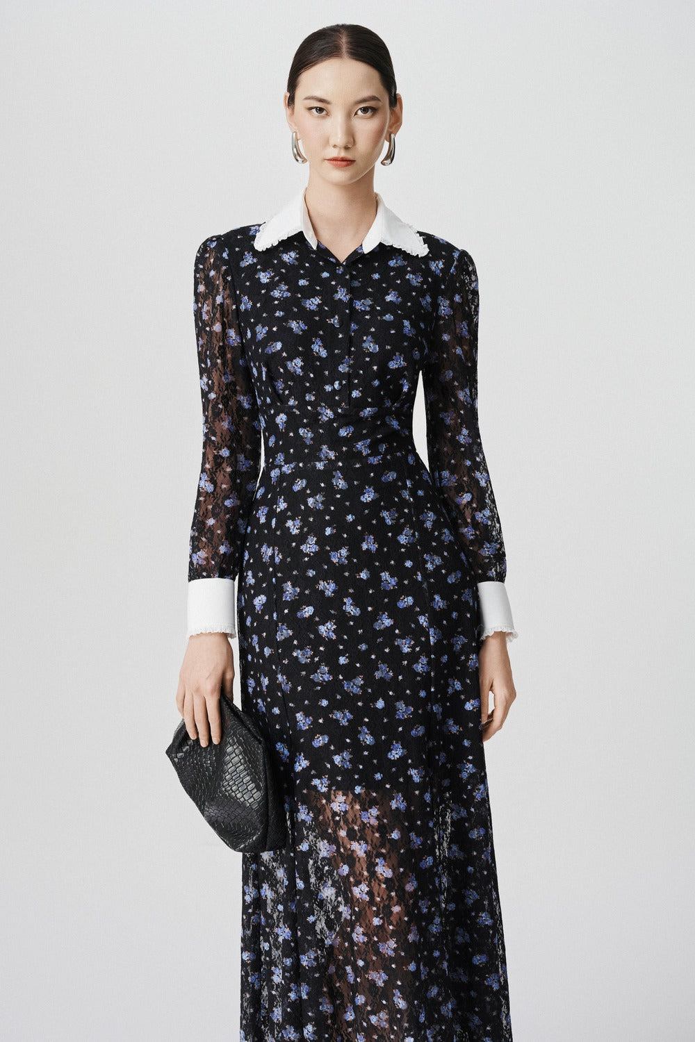 elodie floral long sleeve maxi dress Vestido Elodie Floral Embroidered - Rosa/Combinado