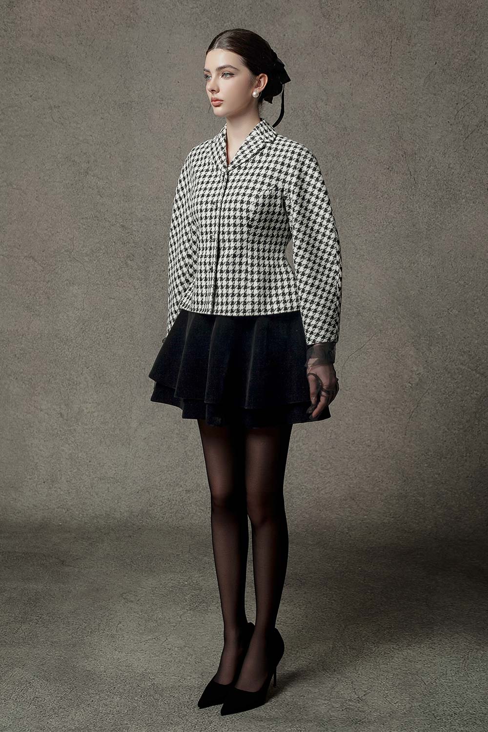 Rachel Structured Long Sleeved Tweed Jacket