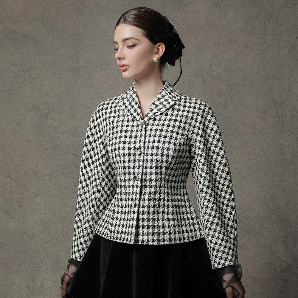 Rachel Structured Long Sleeved Tweed Jacket