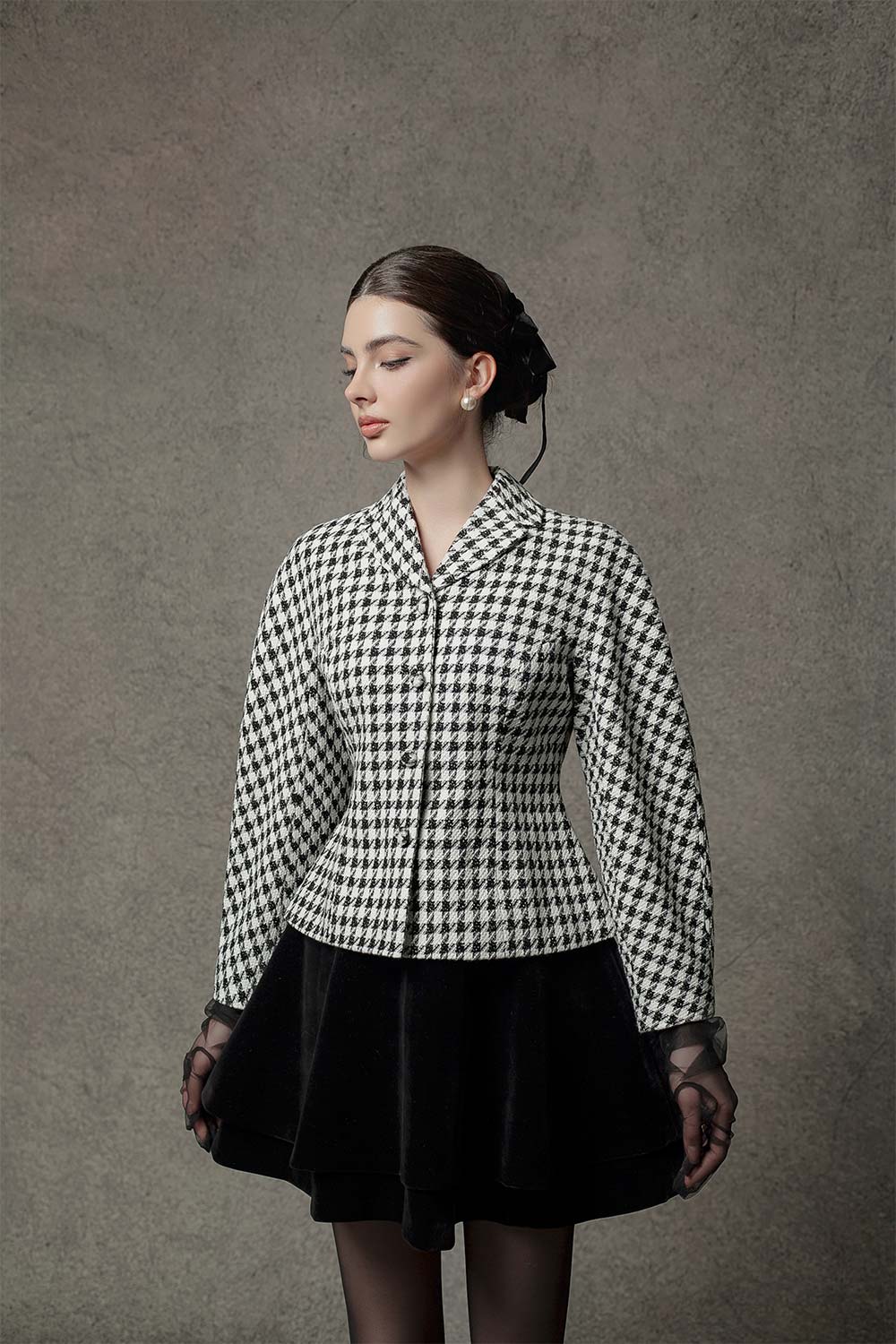 Rachel Structured Long Sleeved Tweed Jacket