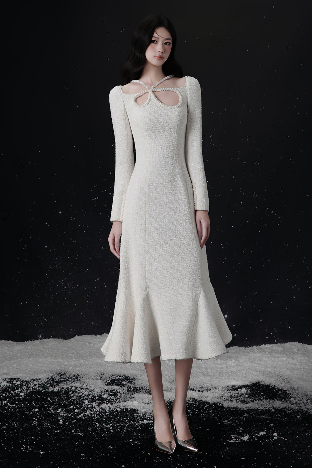 Radiance Mermaid Midi Dress Cream White / Customize