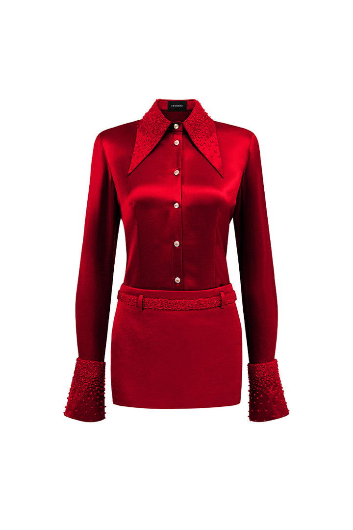 Raina Straight Rhinestone Shirt - MEAN BLVD