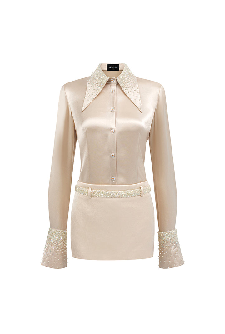 Raina Straight Rhinestone Shirt - MEAN BLVD