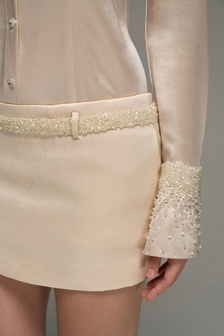 Raina Straight Rhinestone Shirt - MEAN BLVD