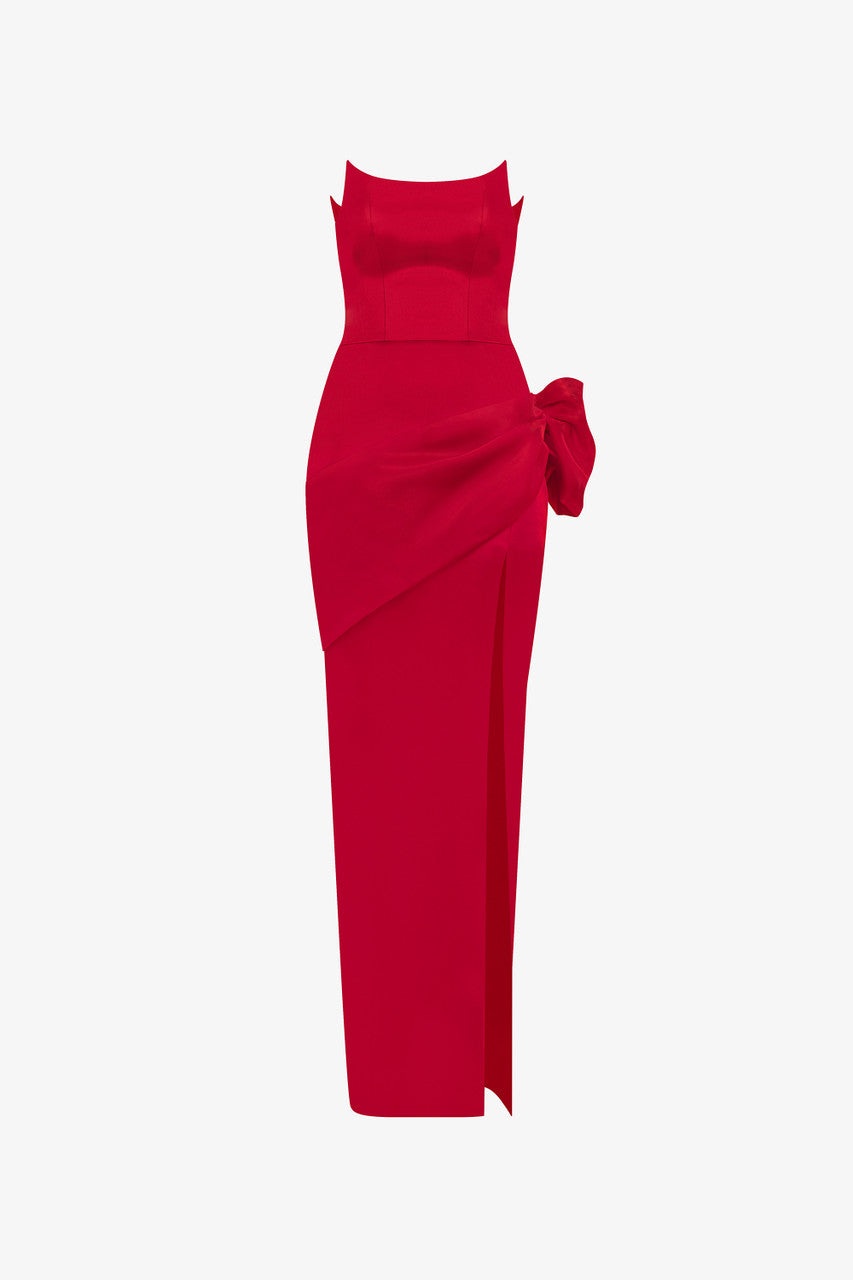 body hugging maxi dress Nightfall Bow Accent Silk Body-Hugging slightly flared hem Fabric Flavor:Garlic & Herb Vinaigrette AZAZIE Norah Blush Pink may-launch-2067