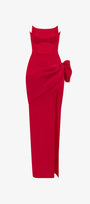 Nightfall Bow Accent Silk Body-Hugging Maxi Dress 2