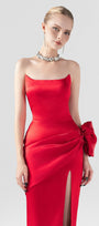 Nightfall Bow Accent Silk Body-Hugging Maxi Dress 5