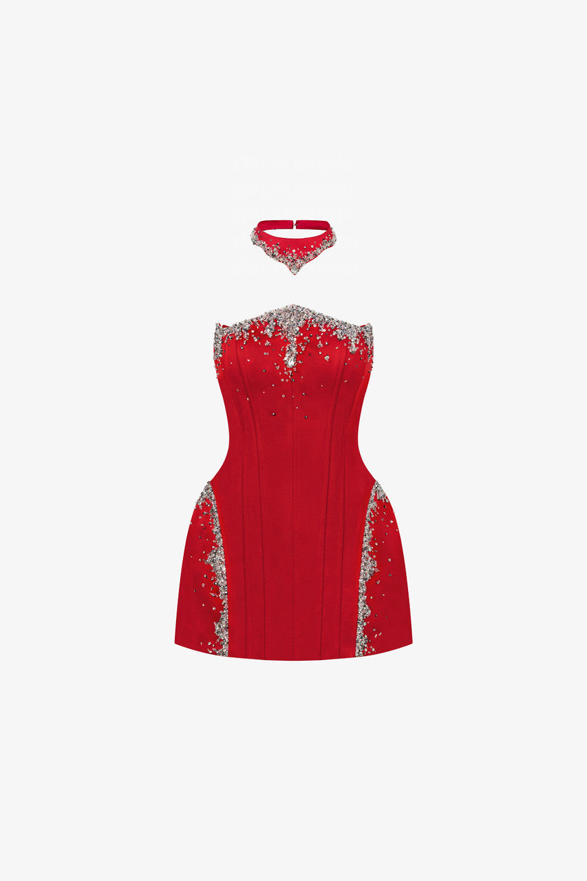 Royalty Choker Neck Detail Strapless Mini Dress 2