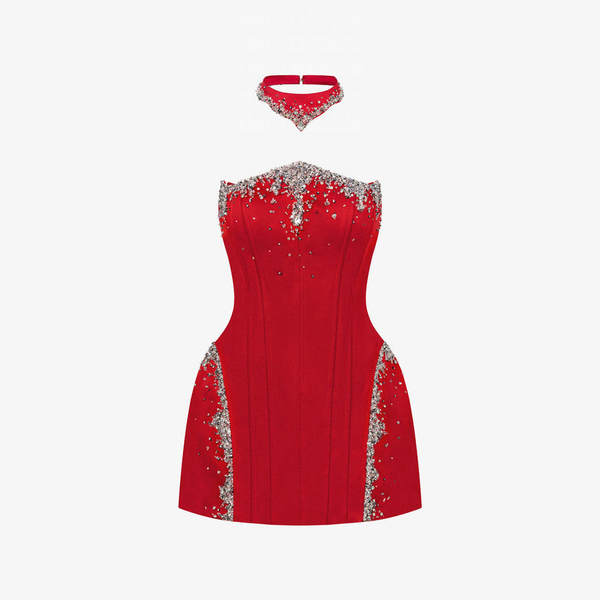 Royalty Choker Neck Detail Strapless Mini Dress 2