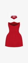 Royalty Choker Neck Detail Strapless Mini Dress 4