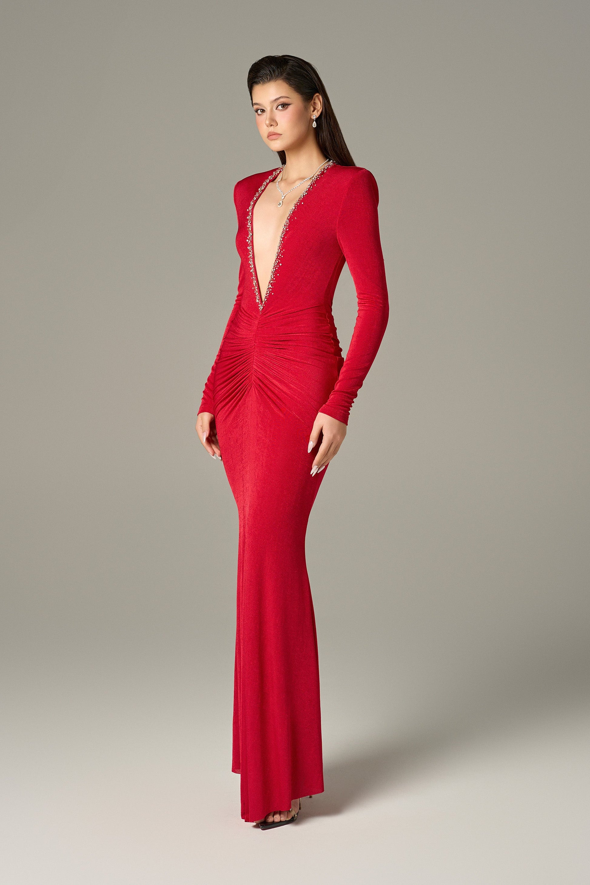Sinuous Ruched Bodycon Maxi Dress – MEAN BLVD