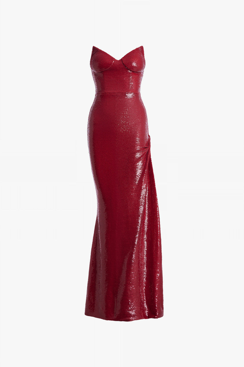 Queen Sequin Cat-Eye Neckline High Slit Gown 6