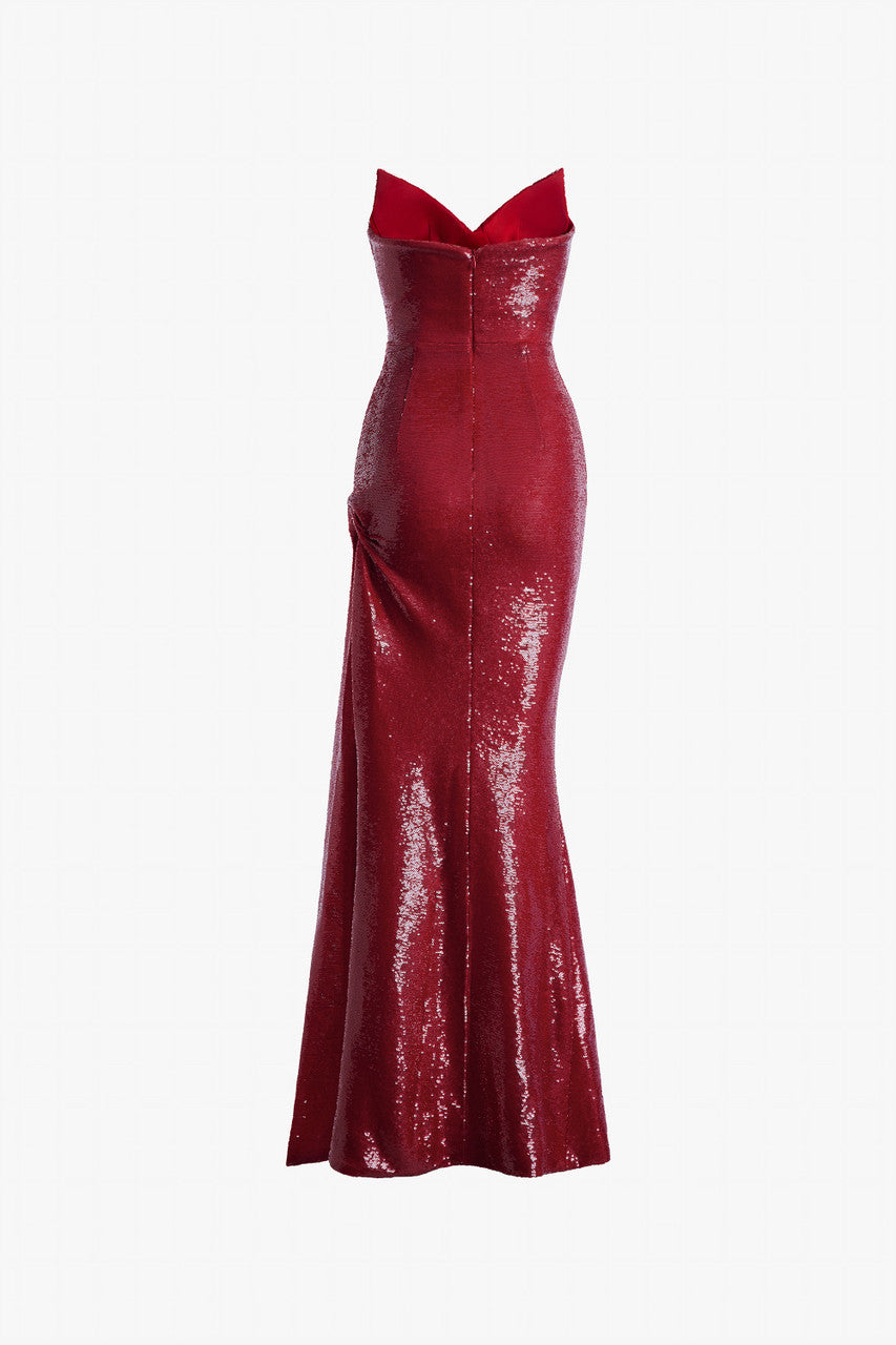 Queen Sequin Cat-Eye Neckline High Slit Gown 7