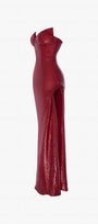 Queen Sequin Cat-Eye Neckline High Slit Gown 8
