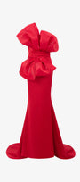Magnifique Silk Fishtail Gown with Oversized Organza Bow 2