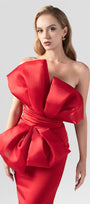 Magnifique Silk Fishtail Gown with Oversized Organza Bow 5