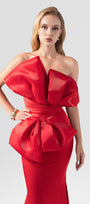 Magnifique Silk Fishtail Gown with Oversized Organza Bow 6