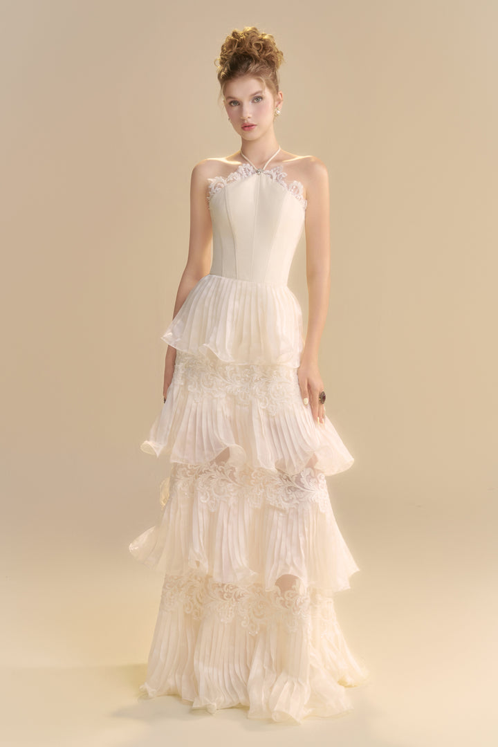 Reverie Halter Neck Pleated Maxi Dress - MEAN BLVD