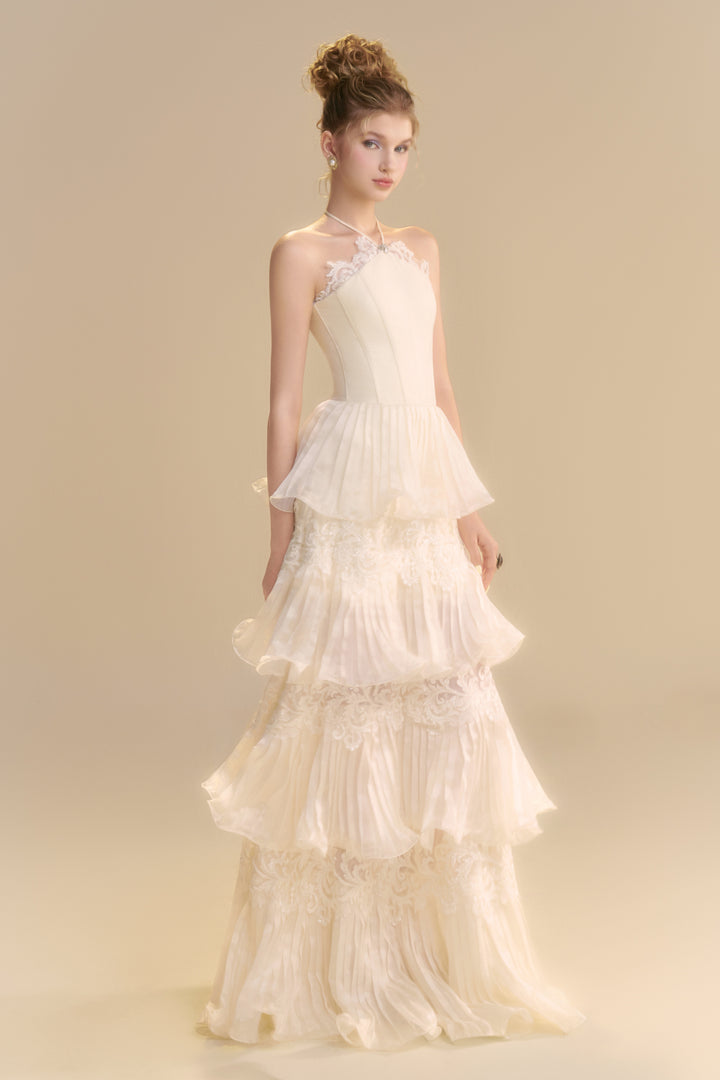 Reverie Halter Neck Pleated Maxi Dress - MEAN BLVD