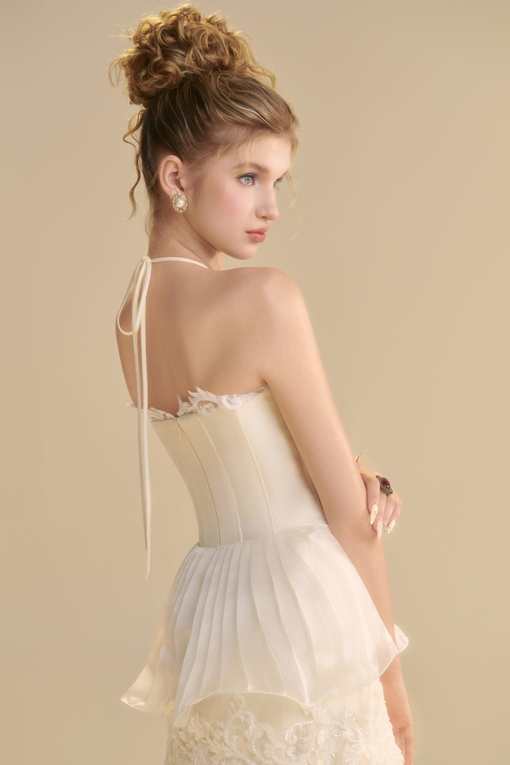 Women's Reverie Halter Neck Pleated Maxi Dress XS/S/M/L/XL/Customize Ivory MEAN BLVD Ivory / L Women's Reverie Halter Neck Pleated Maxi Dress XS/S/M/L/XL/Customize Ivory MEAN BLVD Ivory / L