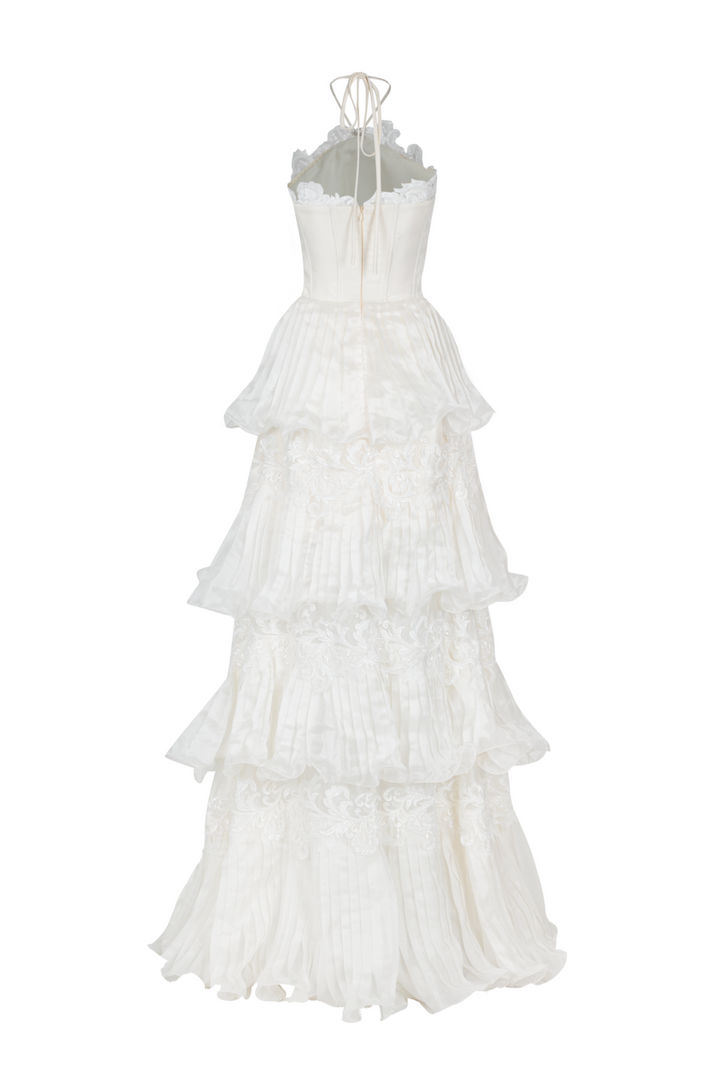 Reverie Halter Neck Pleated Maxi Dress - MEAN BLVD