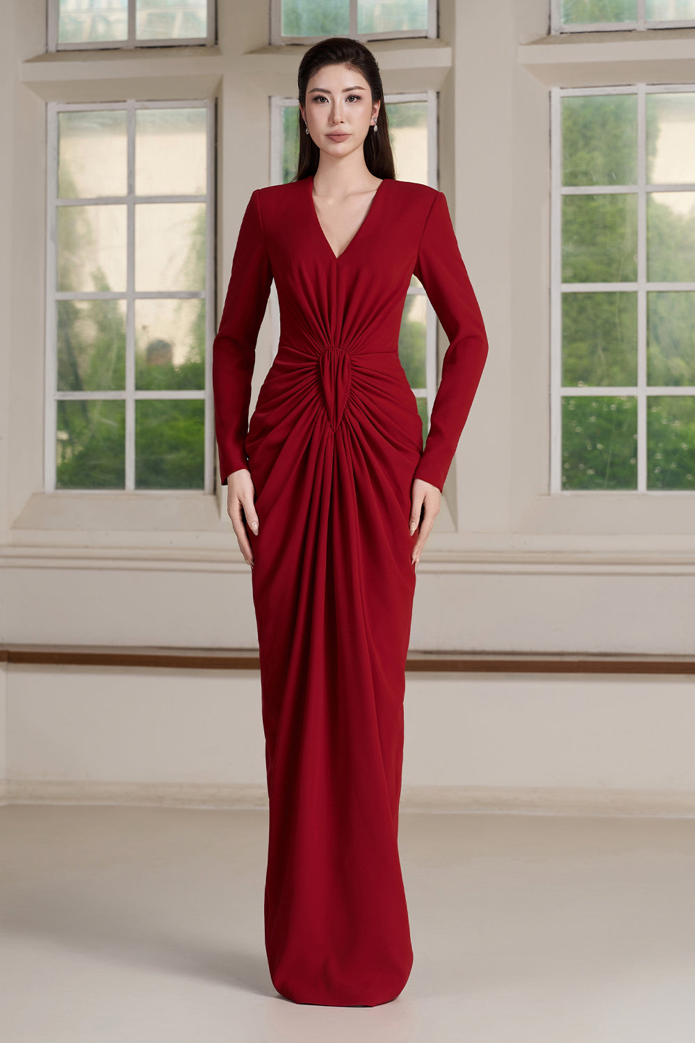 Rhea Ruched Maxi Dress - MEAN BLVD