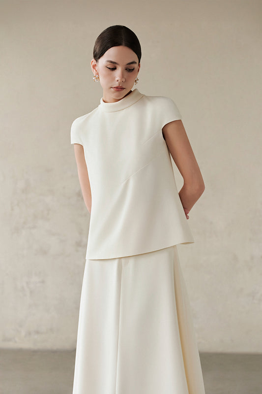 Riona Mock Neck Acetate Top - MEAN BLVD