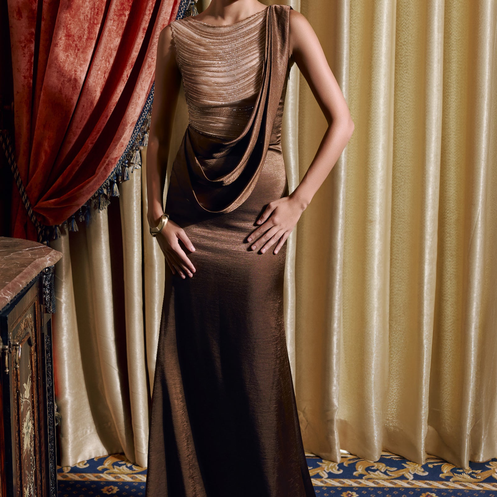 Ripple Cowl Maxi Dress