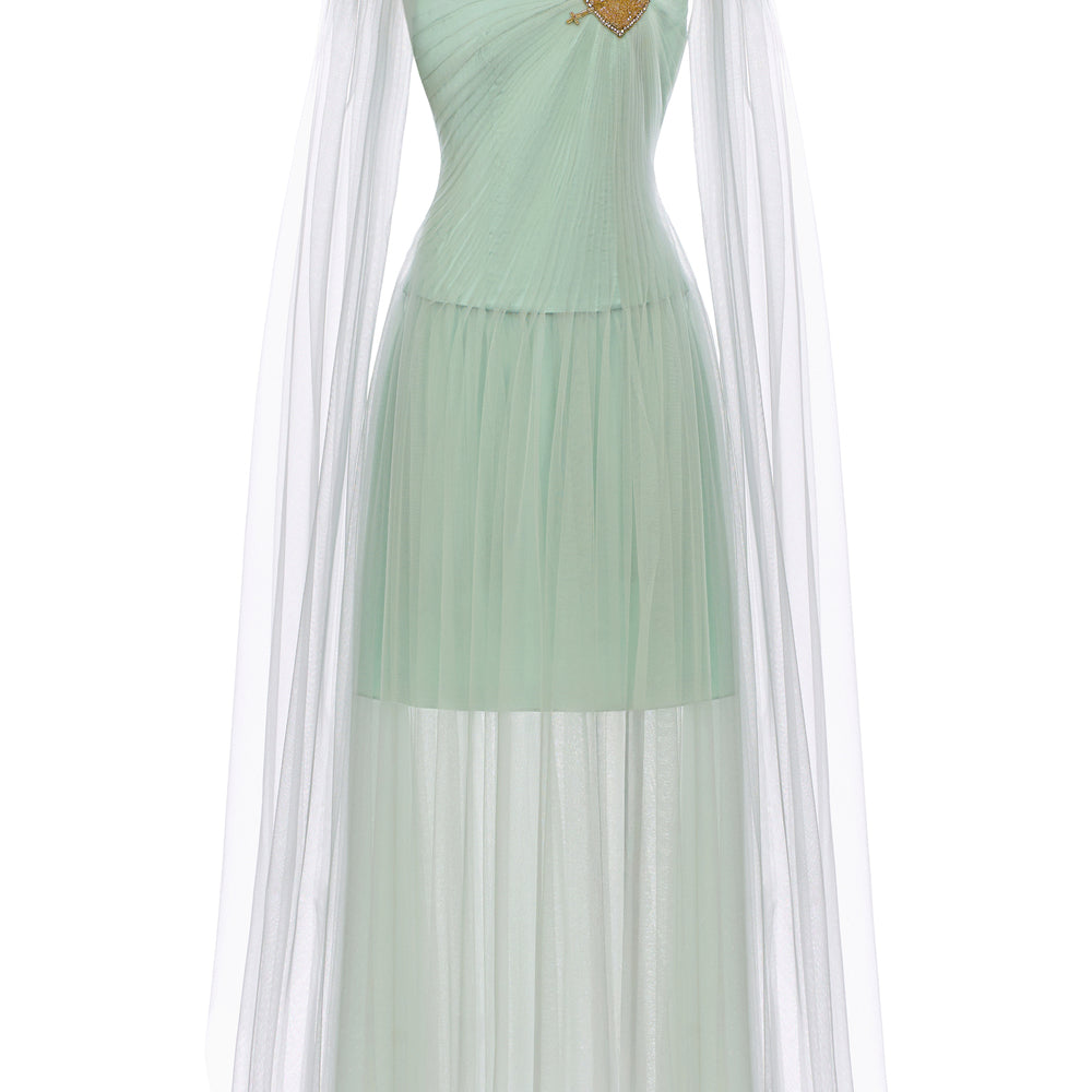 Velours Draped Maxi Dress