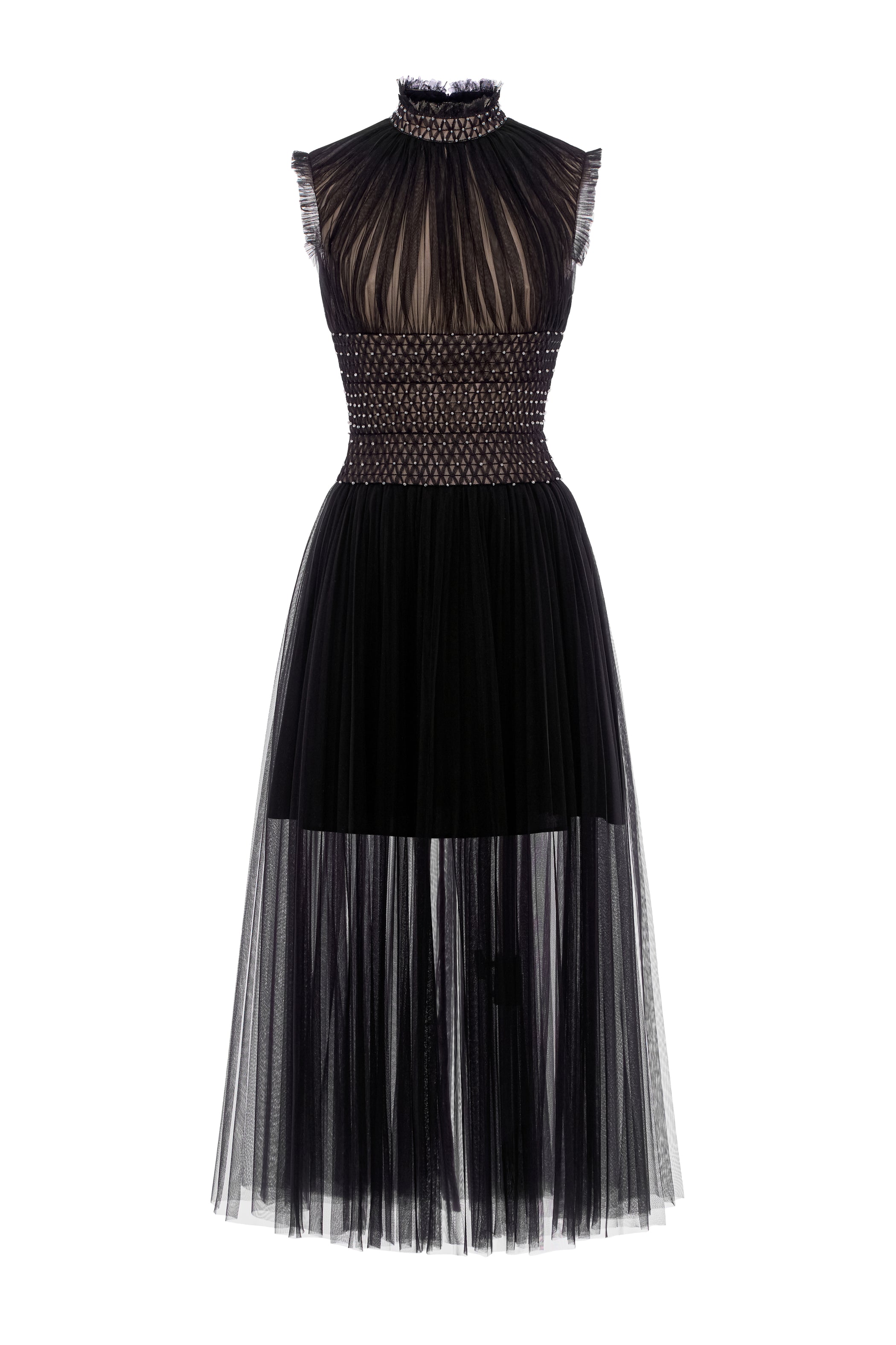 Obsidian Shirring Midi Dress