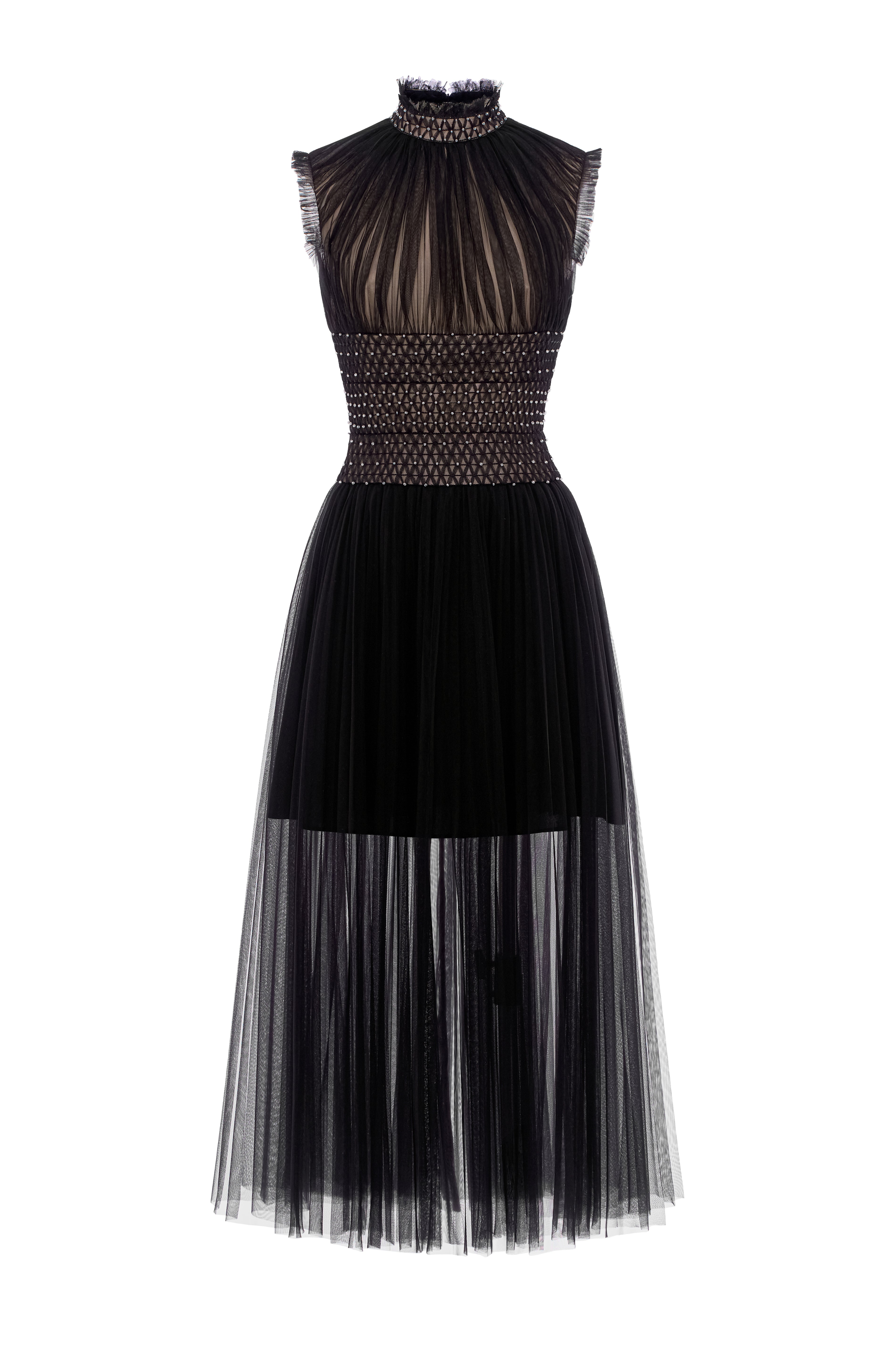 Obsidian Shirring Midi Dress