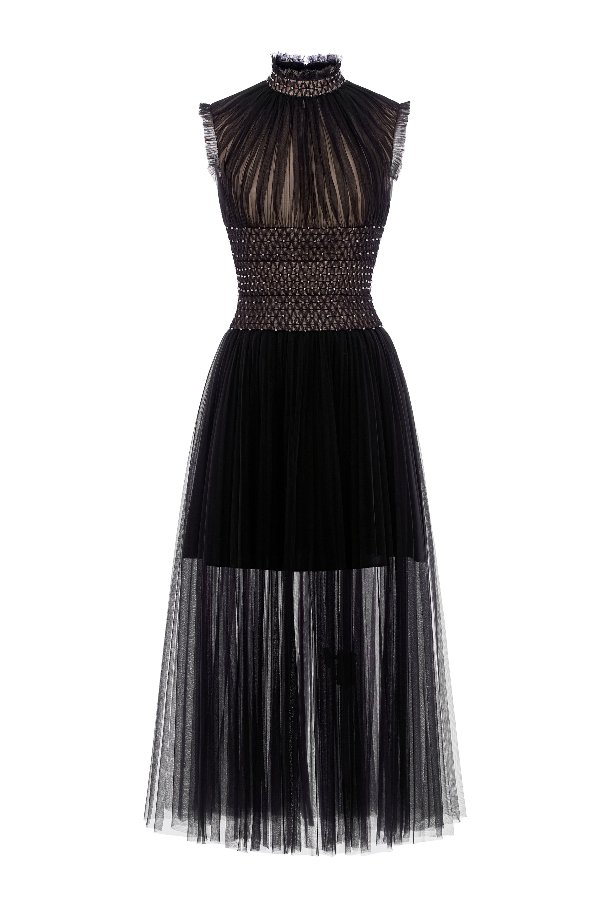 Obsidian Shirring Midi Dress
