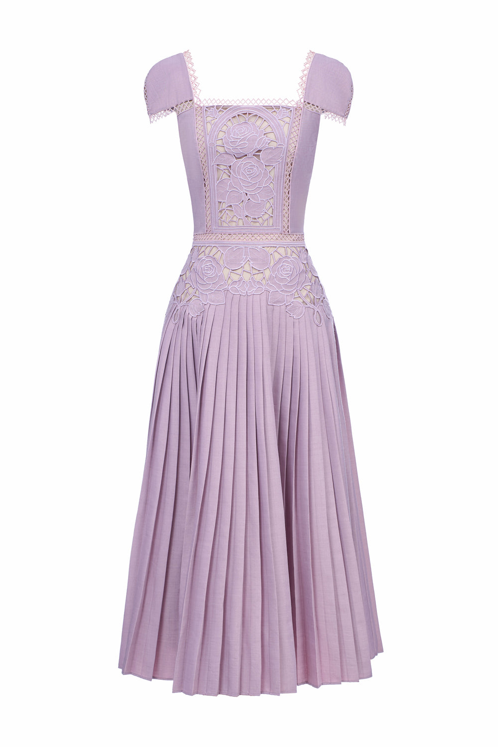 Myrrha A-line Embroidered Polycotton Calf Length Dress