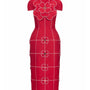 Solenya Pencil Flower Applique Taffeta Midi Dress
