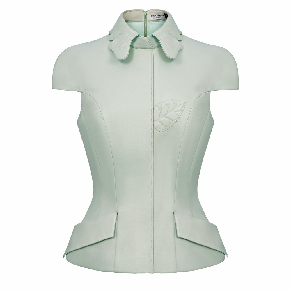 Nyra Peplum Cap Sleeved Taffeta Top