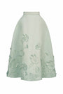 Nyra A-line Flower Applique Taffeta Midi Skirt