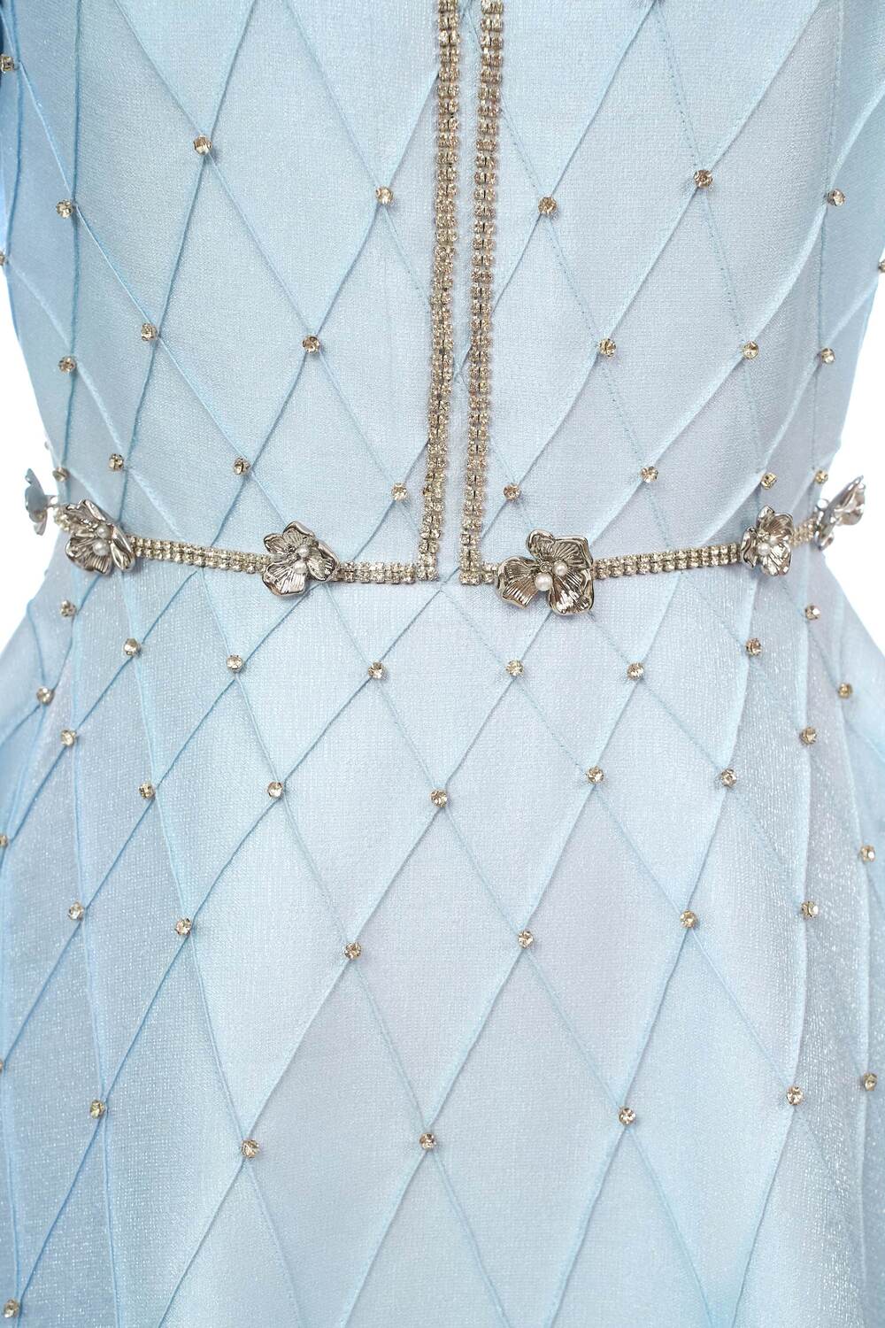 Thalyn A-line Round Neck Taffeta Calf Length Dress