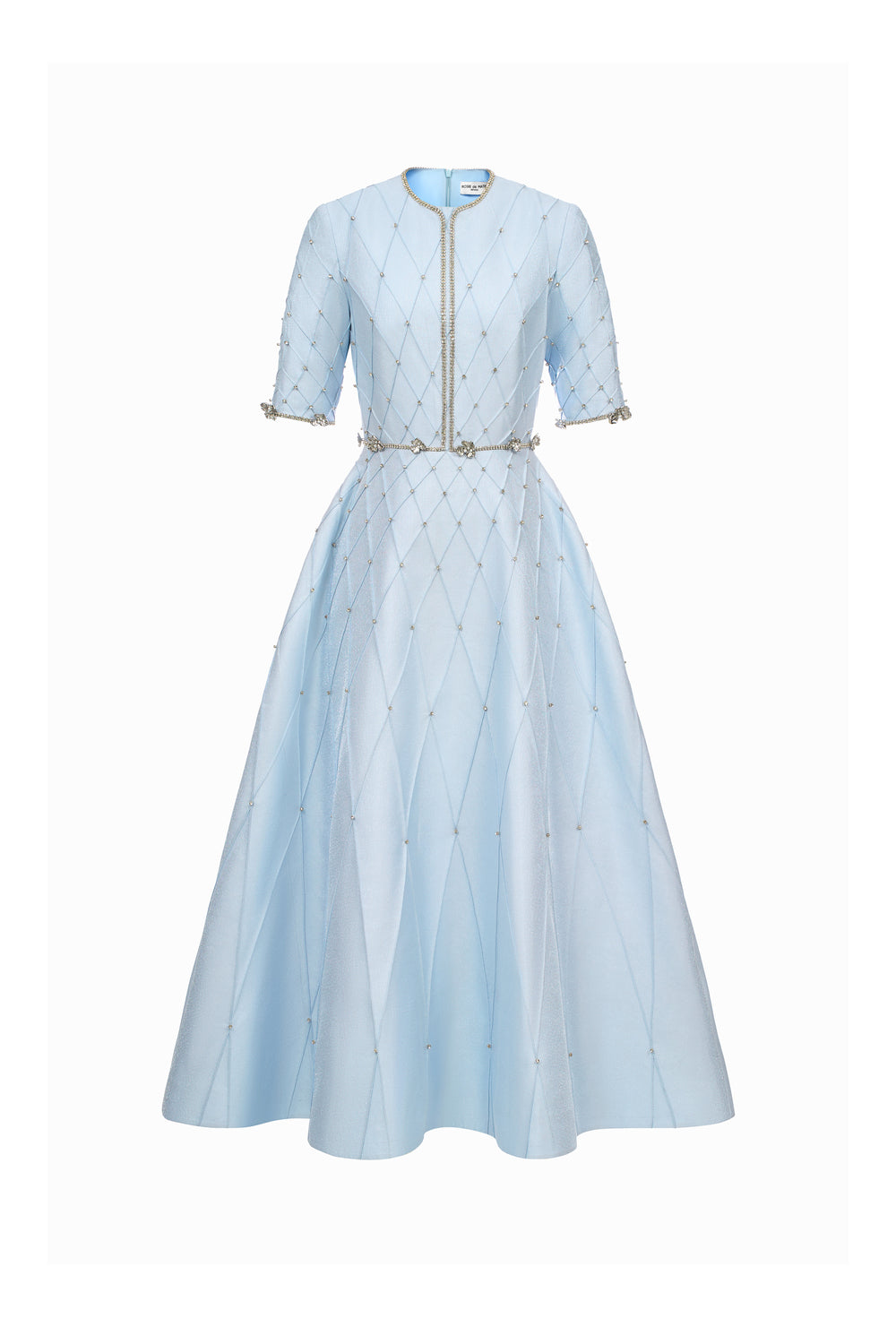 Thalyn A-line Round Neck Taffeta Calf Length Dress