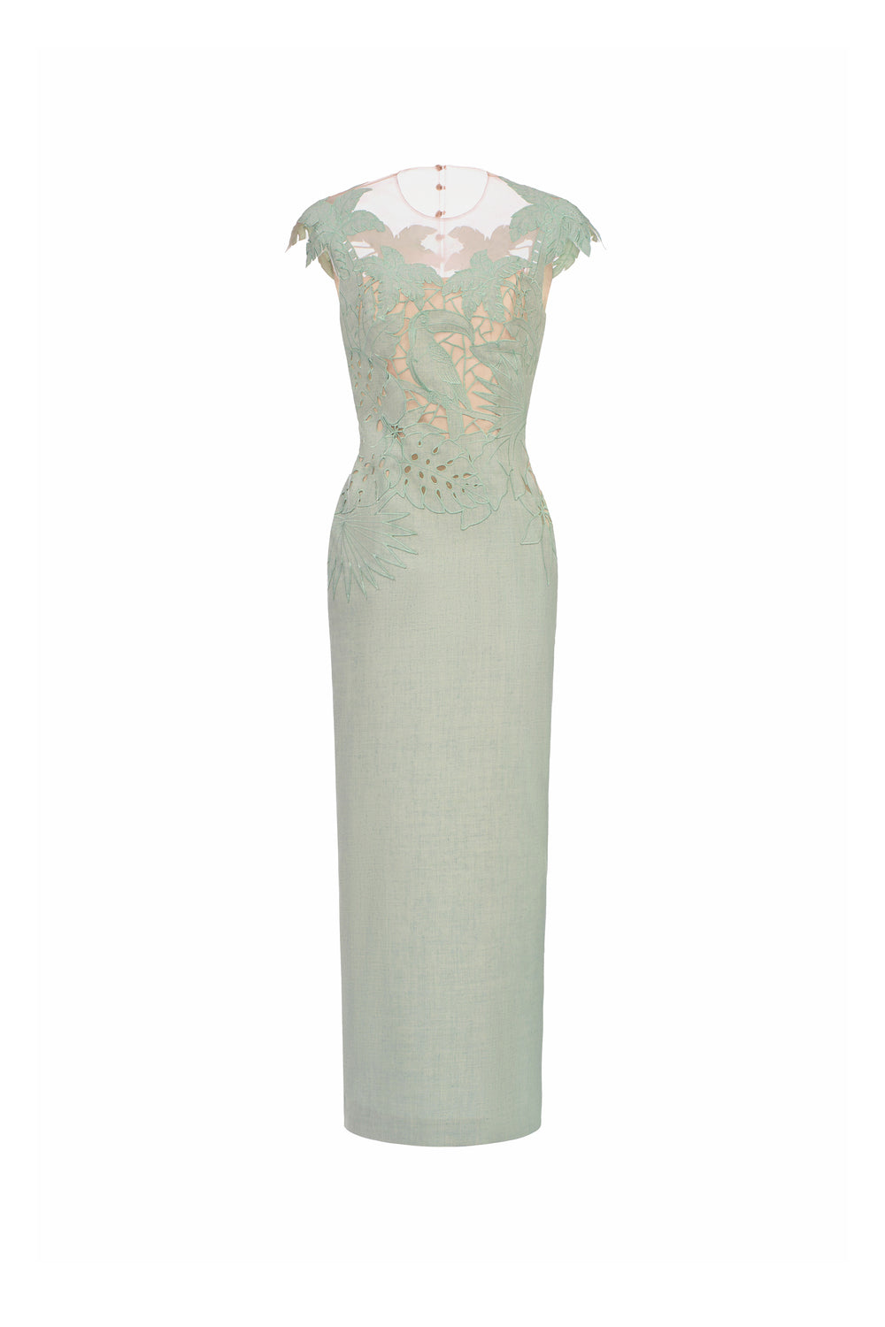 Lumira Sheath Embroidered Taffeta Calf Length Dress