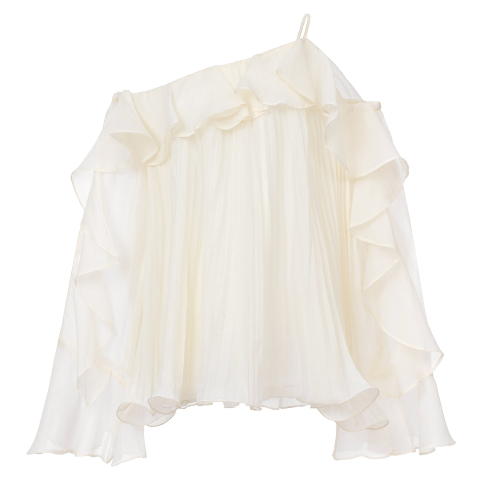 Rosie Blouson Ruffle Trim Organza Top