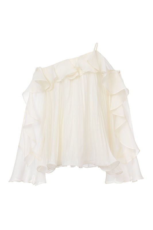Rosie Blouson Ruffle Trim Organza Top
