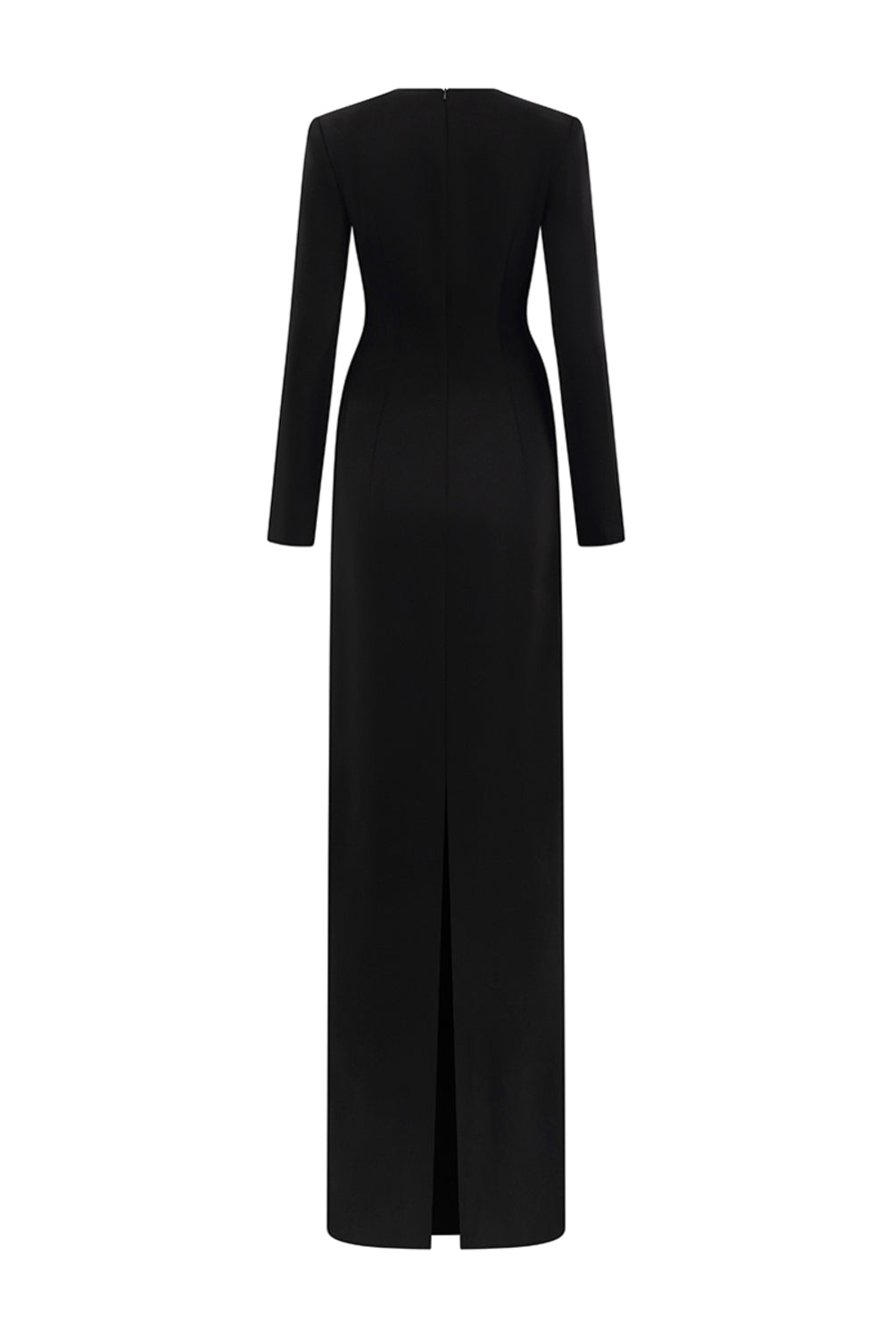 Lyric Sheath Round Neck Crepe Floor Length Dress