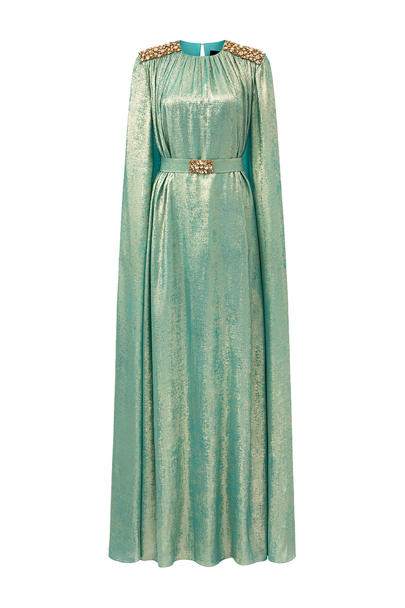 Aural Cape Sleeve Maxi Dress