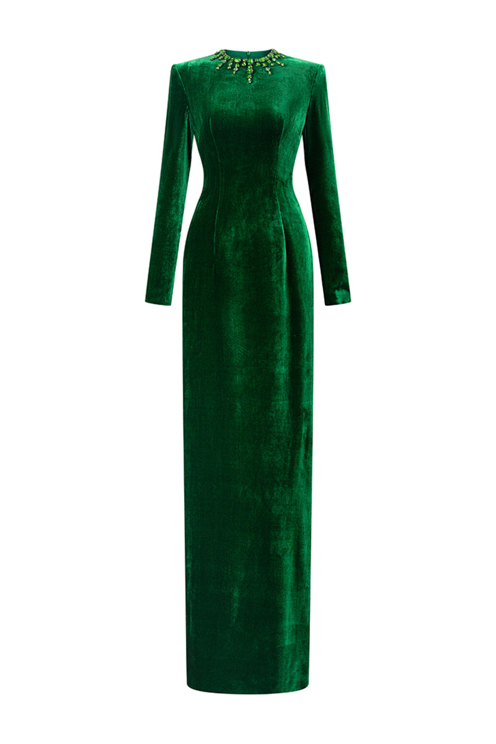 Chana Sheath Long Sleeved Velvet Floor Length Dress