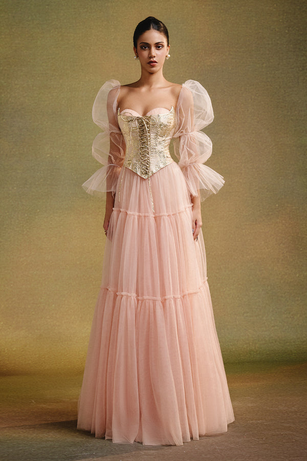 Royal Dream Puff Sleeve Gathering Maxi Dress - MEAN BLVD