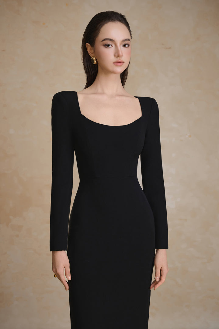 Rugosa Square Neck Crepe Maxi Dress - MEAN BLVD