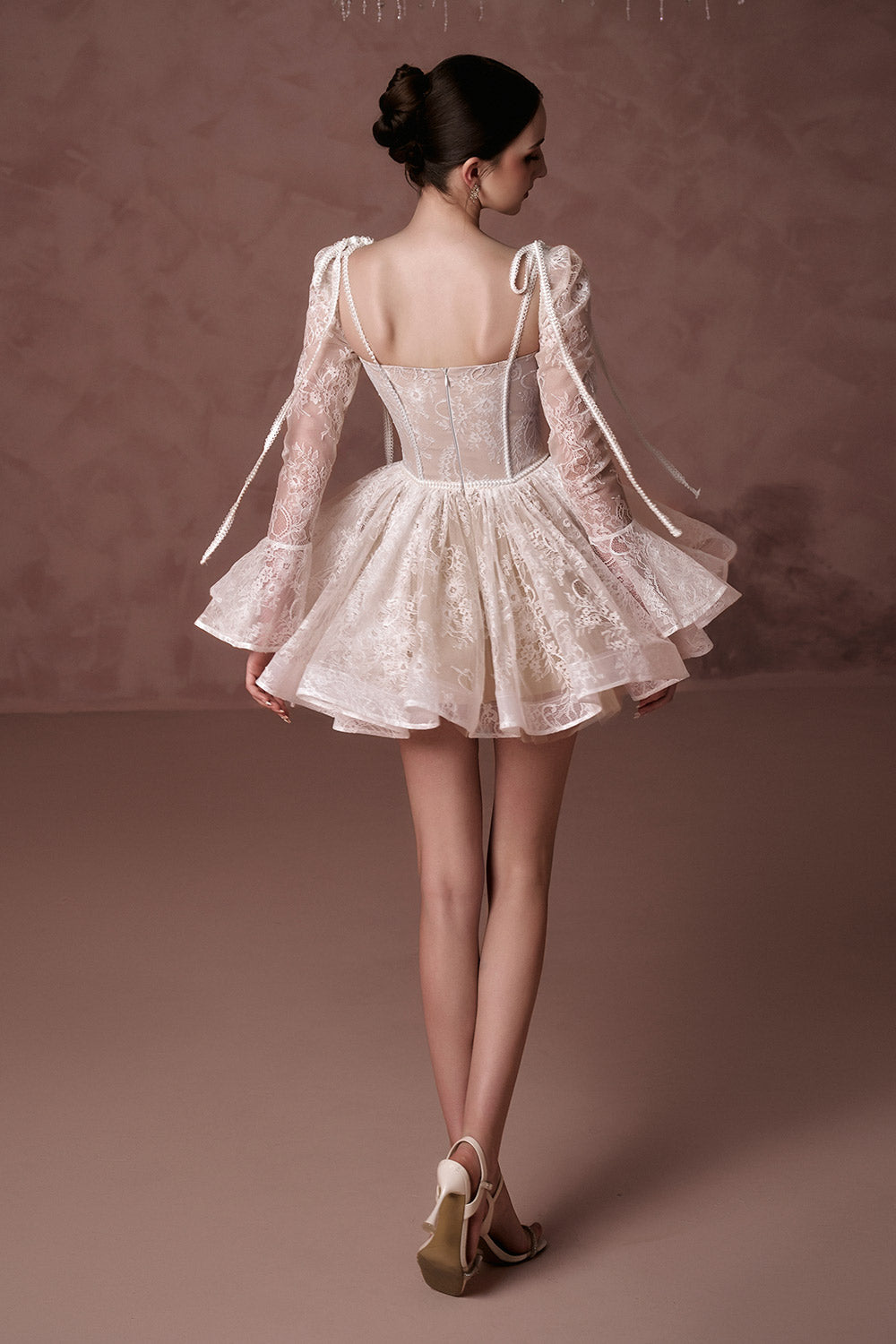 lace mini flare dress Nikolette White Lace Mini Dress - Size S - One and Only Collective Inc