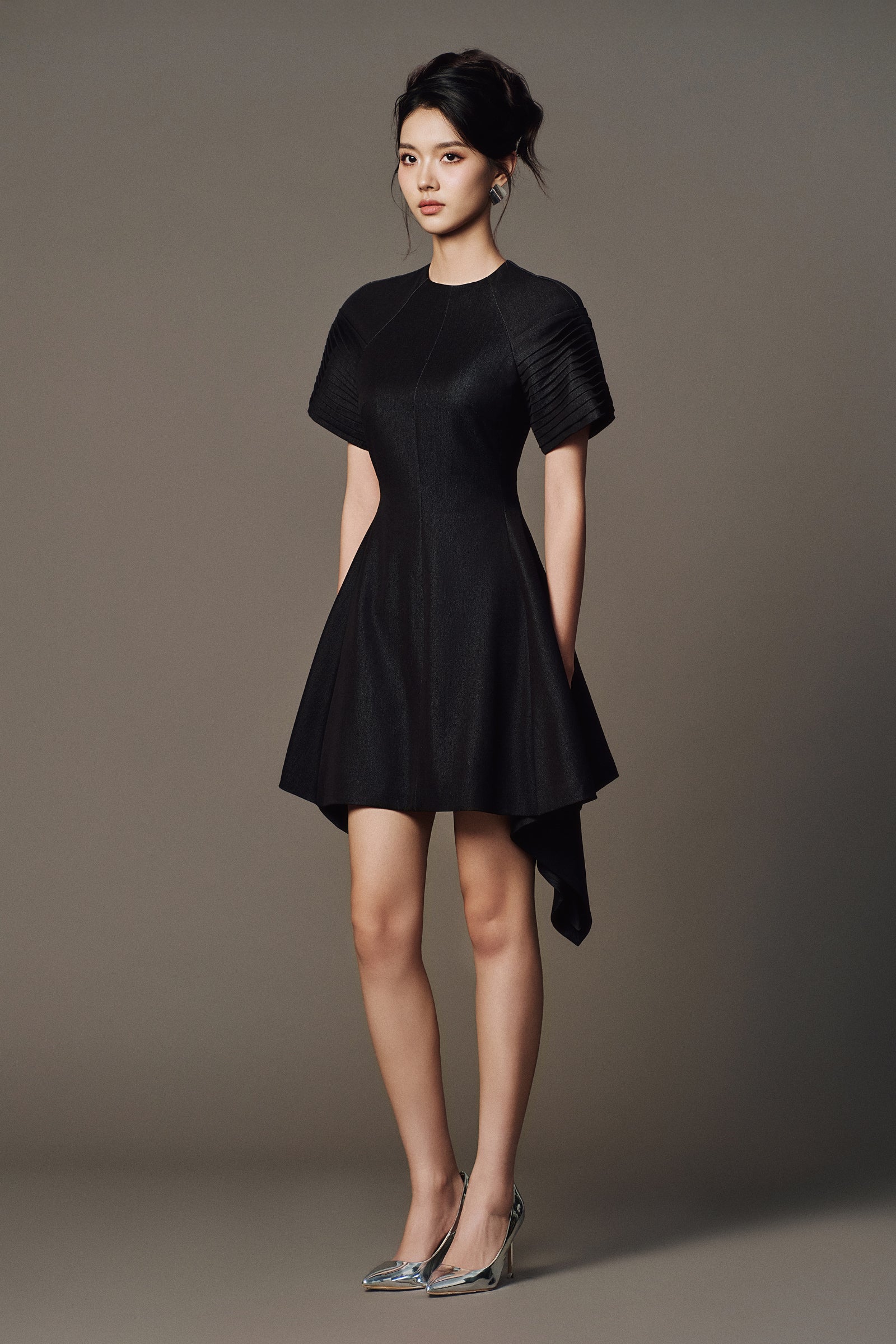 Onde Pin Tuck Mini Dress