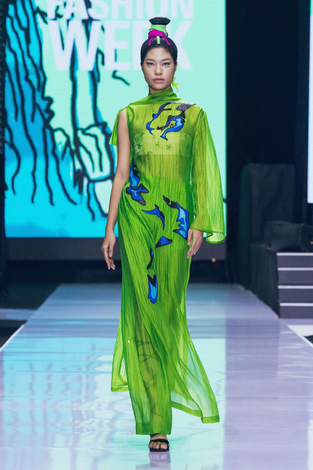 Marigold Straight See-Through Organza Ankle Length Pants